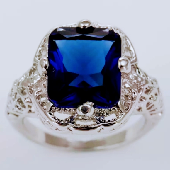 Tanzenite Engagement Ring Sz 7 S925 - Picture 4 of 6